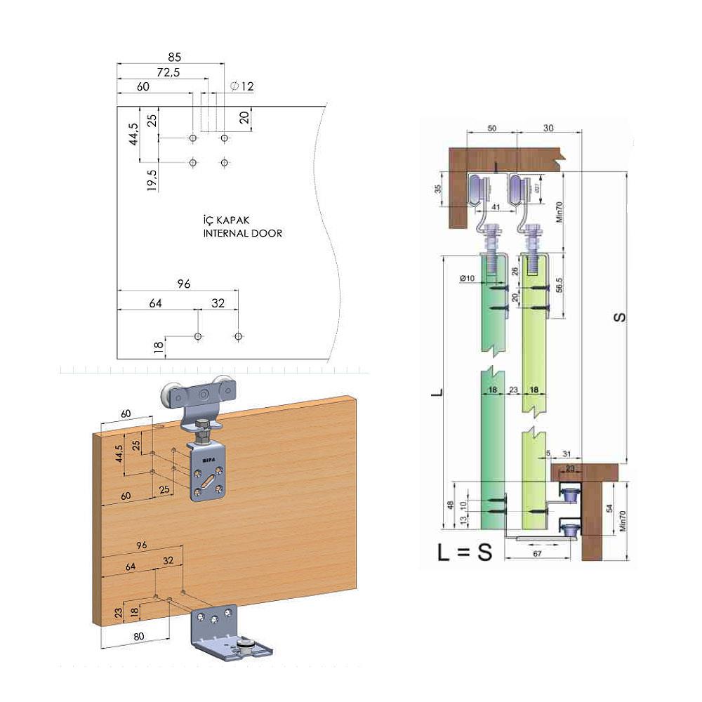 Mepa SKM 38 AY İÇ Ayarlı Sürgülü Gardolap Sistemi - Görsel 2